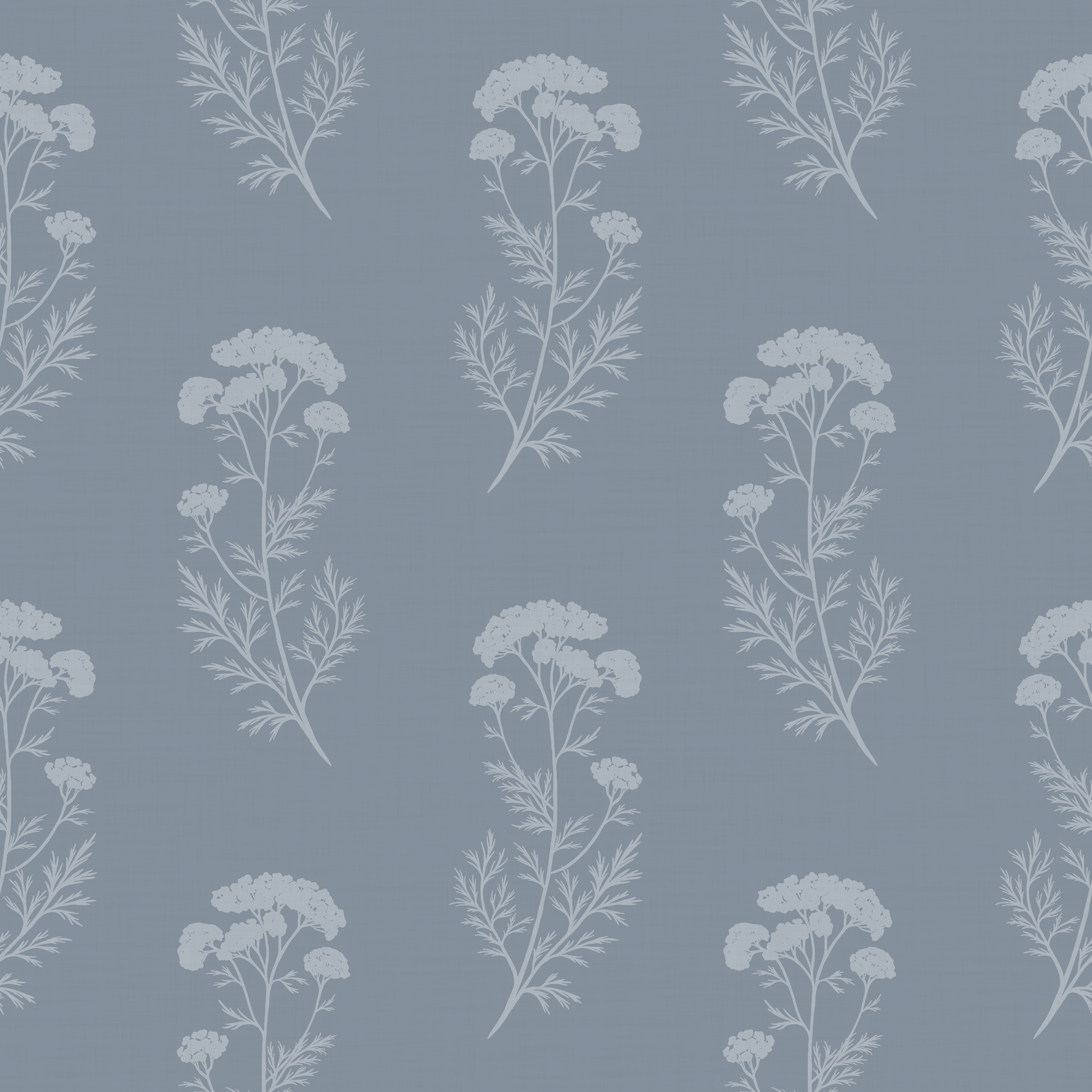 Pattern of white floral and leaf designs on a blue background
